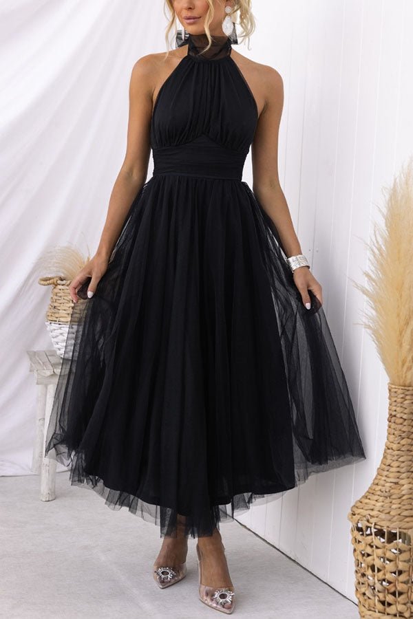 Robe maxi femme — sans manches col halter design