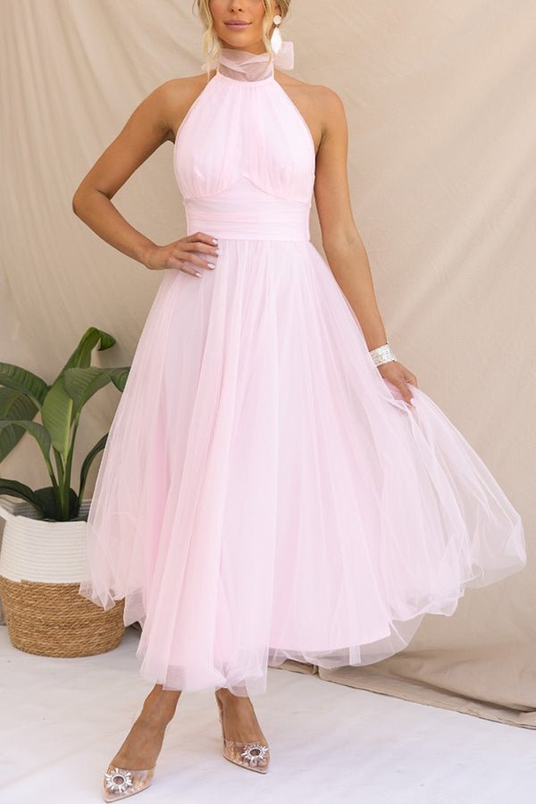 Robe maxi femme — sans manches col halter design