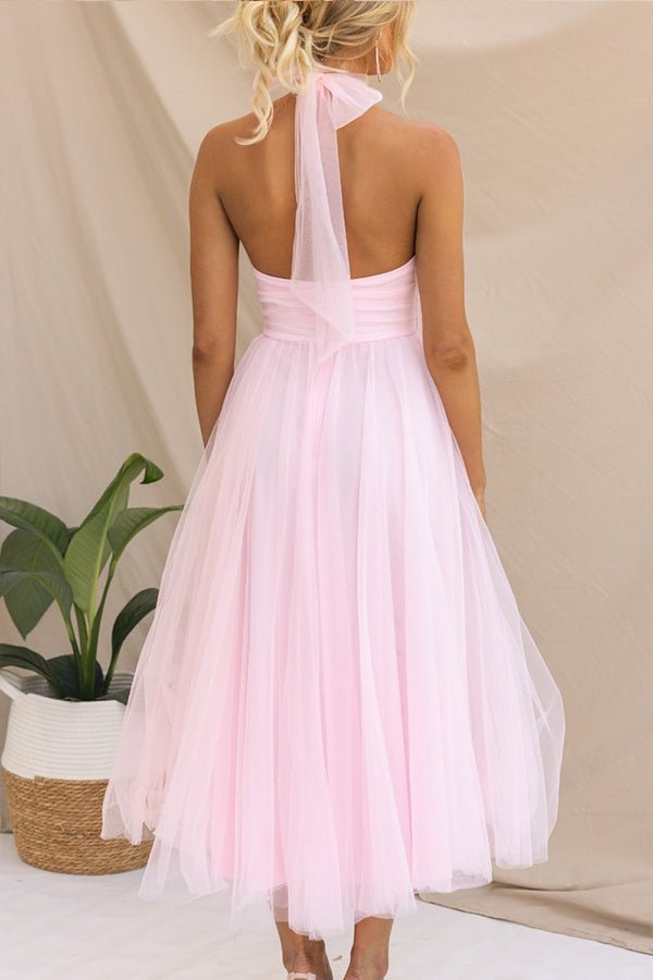 Robe maxi femme — sans manches col halter design