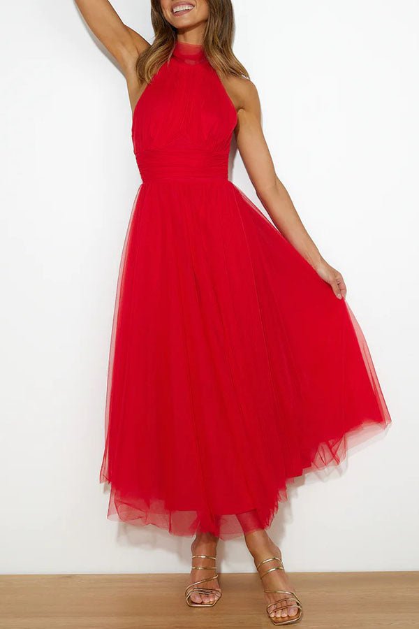 Robe maxi femme — sans manches col halter design