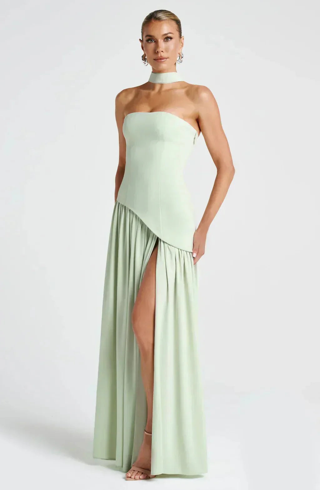Damen Maxikleid — Trägerlos Hoher Schlitz Figurbetonter Schnitt