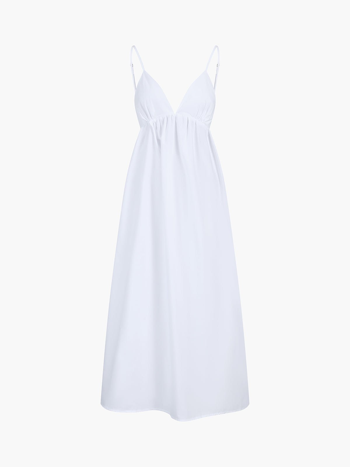 Damen Maxikleid — V-Ausschnitt, ärmellos, offener Rücken, bodenlang