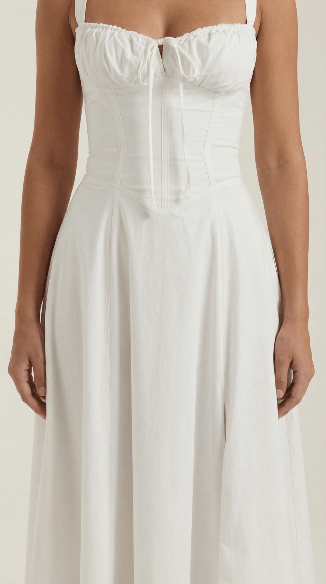 Damen Midikleid — A-Linie, Herzausschnitt, Schnürung vorne