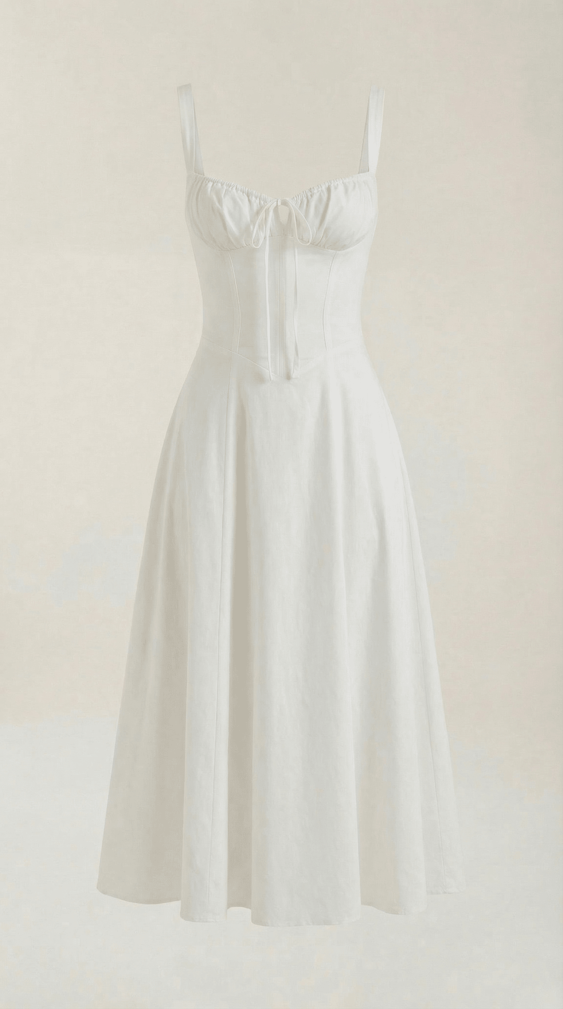 Damen Midikleid — A-Linie, Herzausschnitt, Schnürung vorne