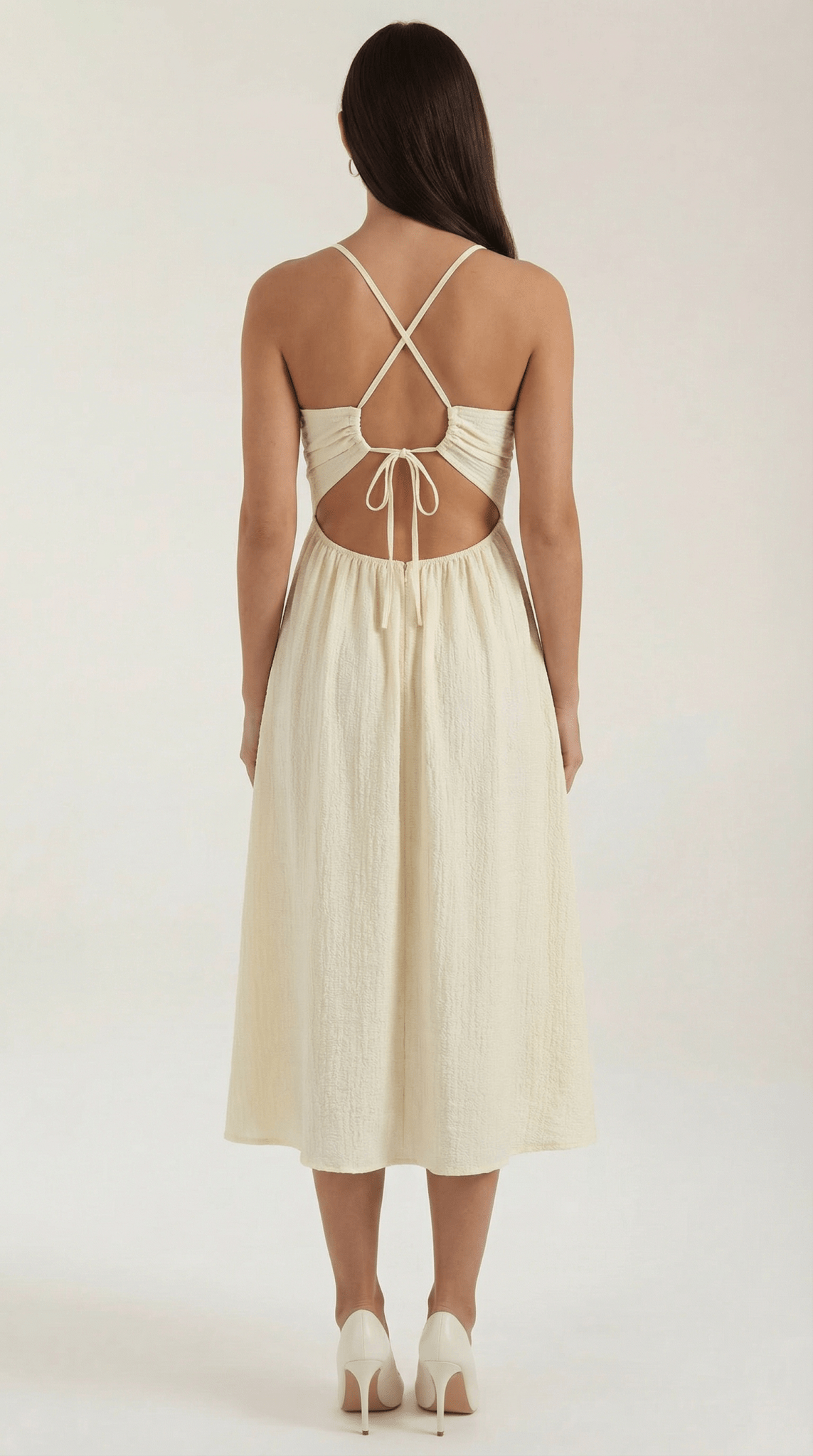 Damen Midikleid — Verstellbare Träger & Rock mit Schlitz-Detail