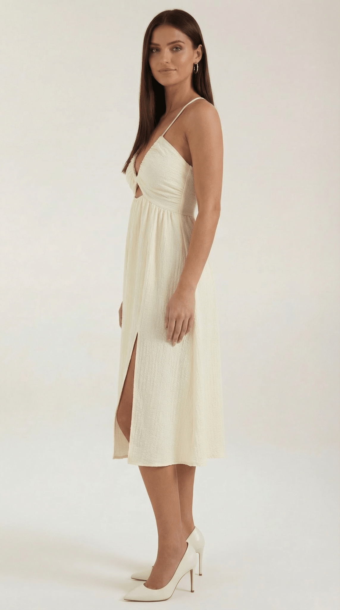 Damen Midikleid — Verstellbare Träger & Rock mit Schlitz-Detail