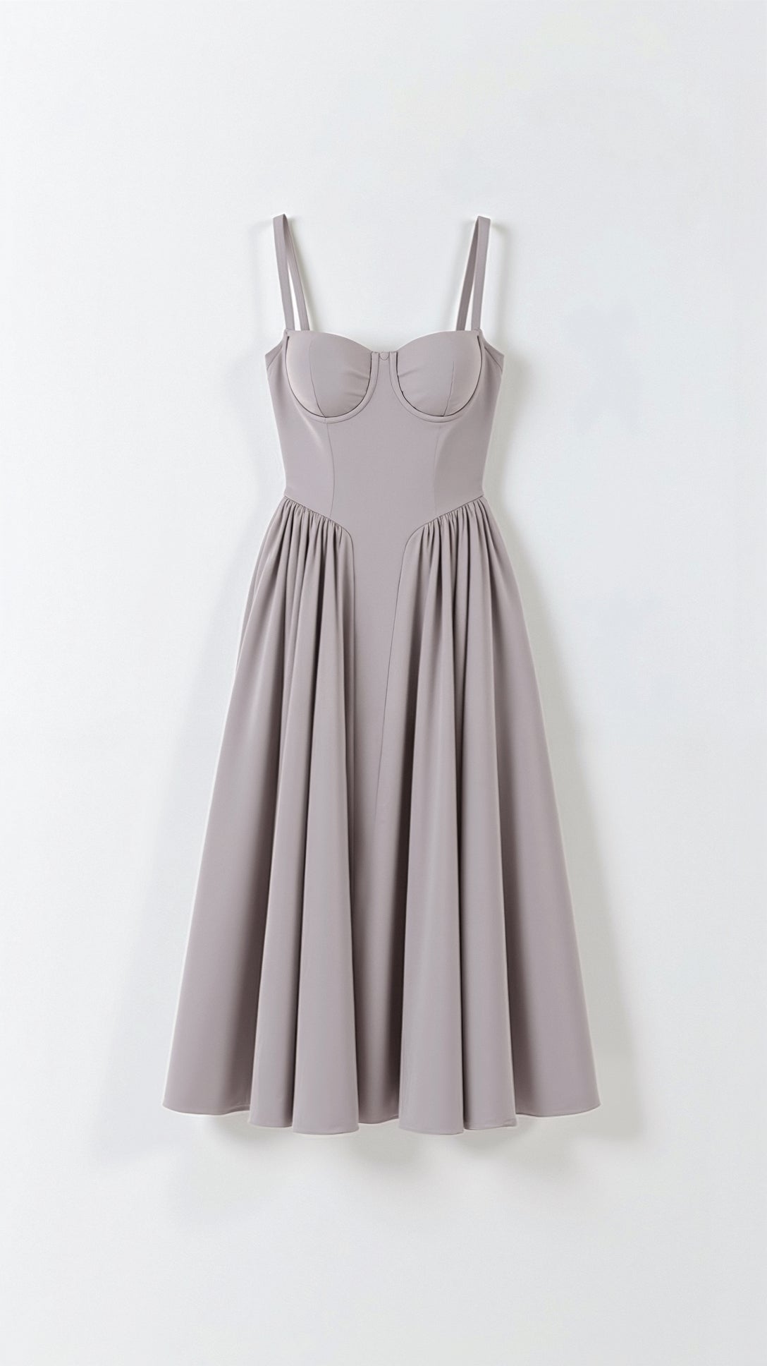 Vestido midi para mujer — corpiño tipo corsé y falda plisada recogida