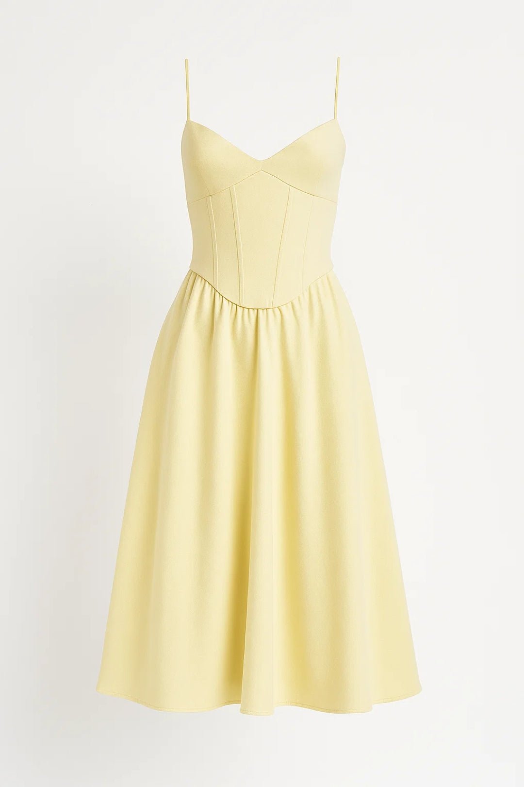 Midikleid für Damen — Spaghettiträger, ärmellos, ausgestellter Schnitt