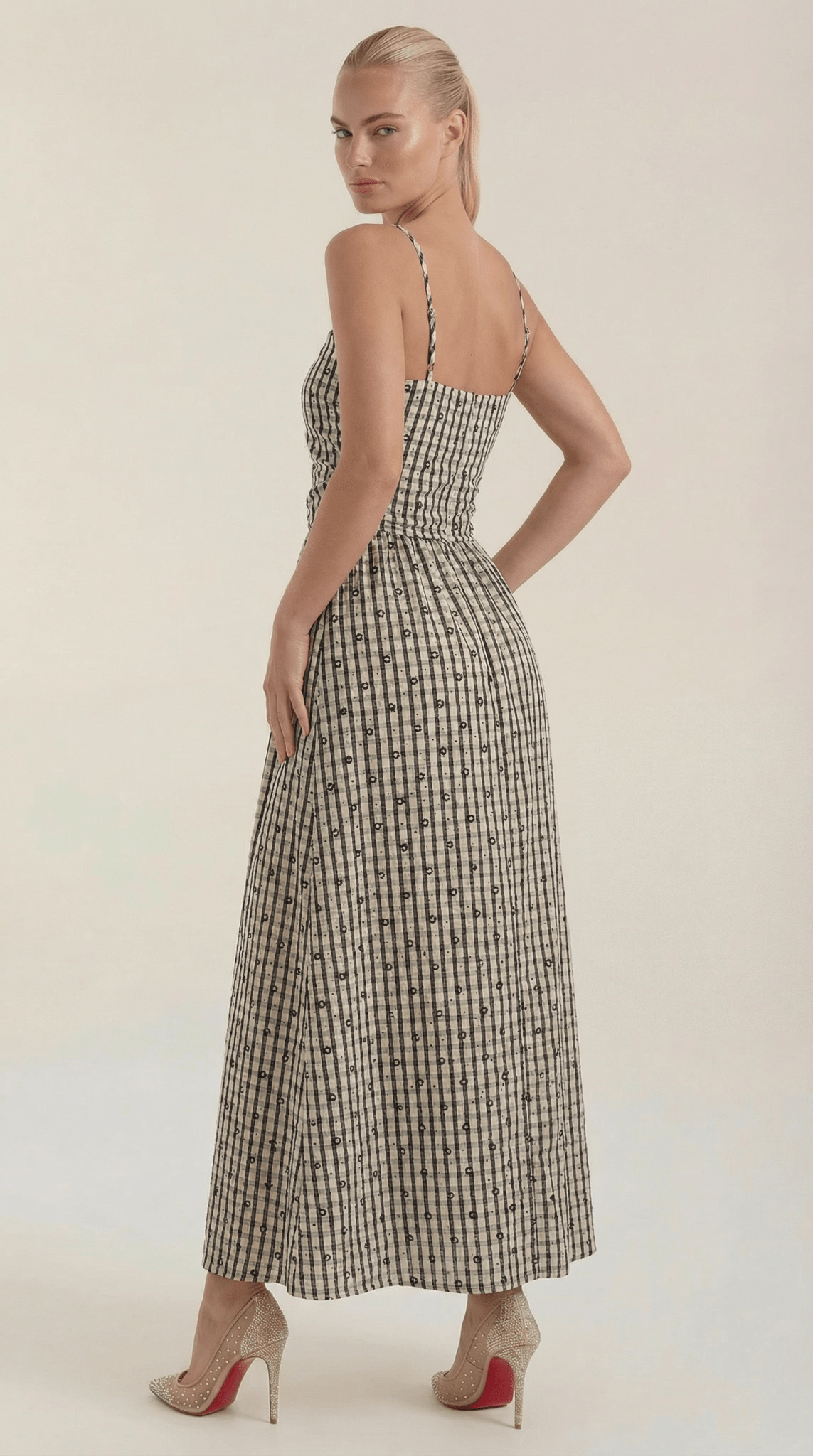 Vestido midi para mujer - Escote cuadrado sin mangas ajuste suelto