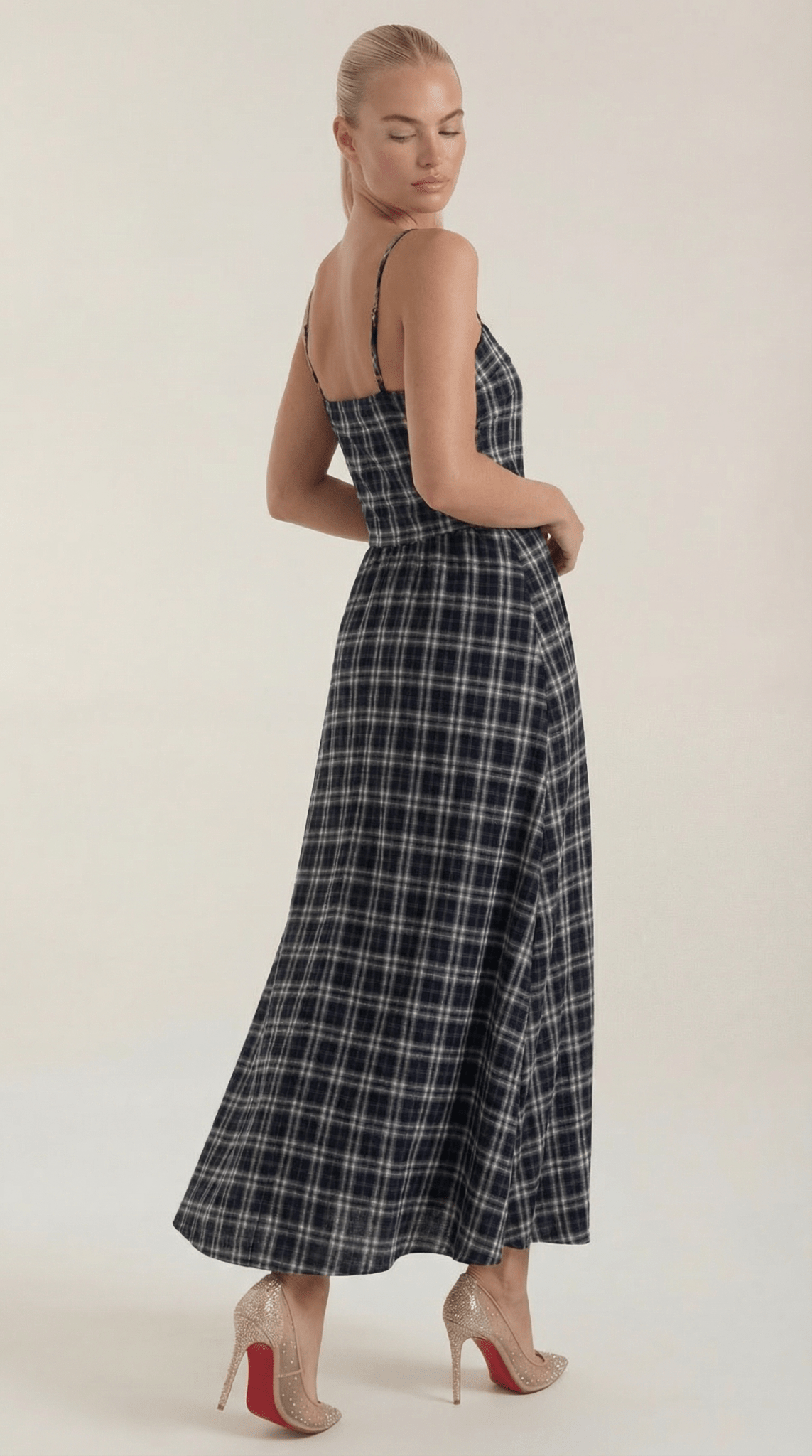 Vestido midi para mujer - Escote cuadrado sin mangas ajuste suelto