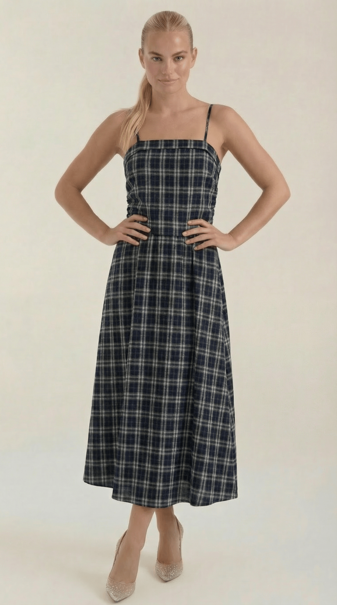 Vestido midi para mujer - Escote cuadrado sin mangas ajuste suelto