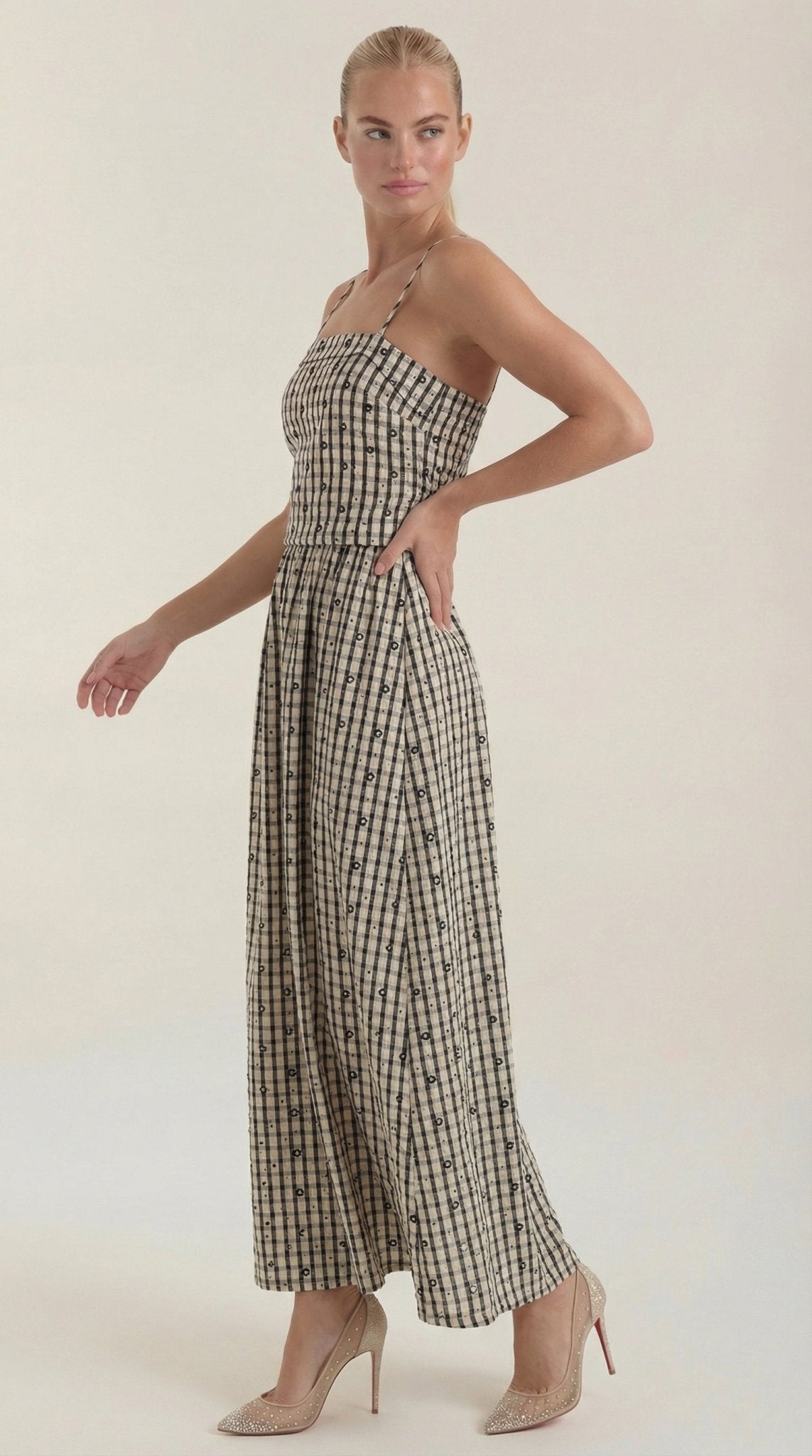 Vestido midi para mujer - Escote cuadrado sin mangas ajuste suelto