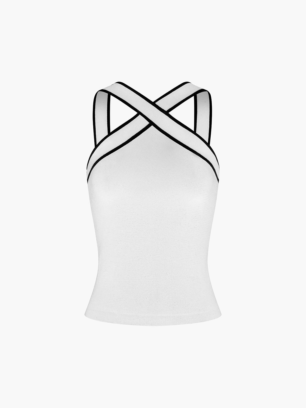 Top de tirantes de mujer — Sin mangas, cuello halter y diseño de tirantes cruzados