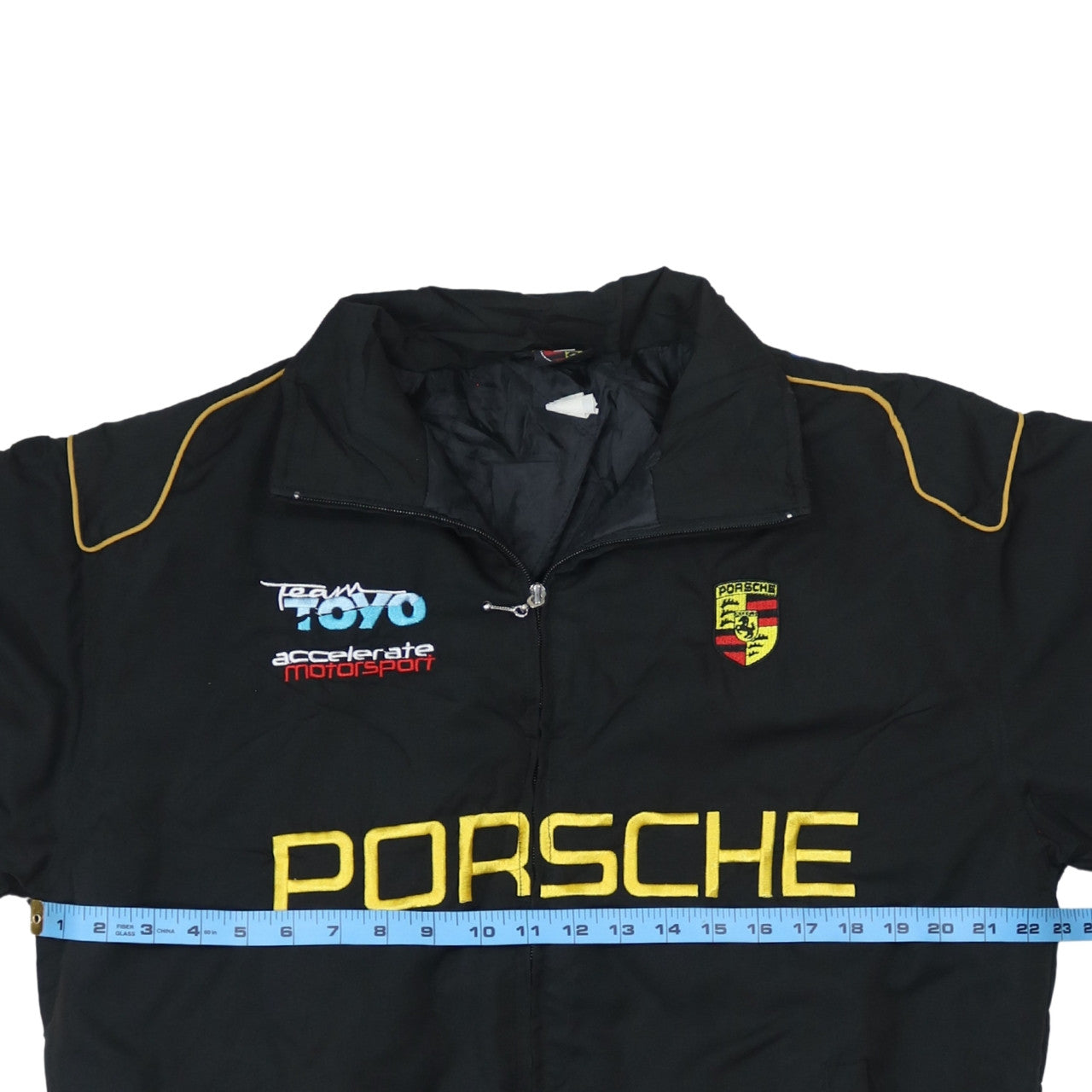 Porsche Black Nascar Jacke Herren Größe XL Gestickte Logos Reißverschluss vorne Rennsport-Oberbekleidung