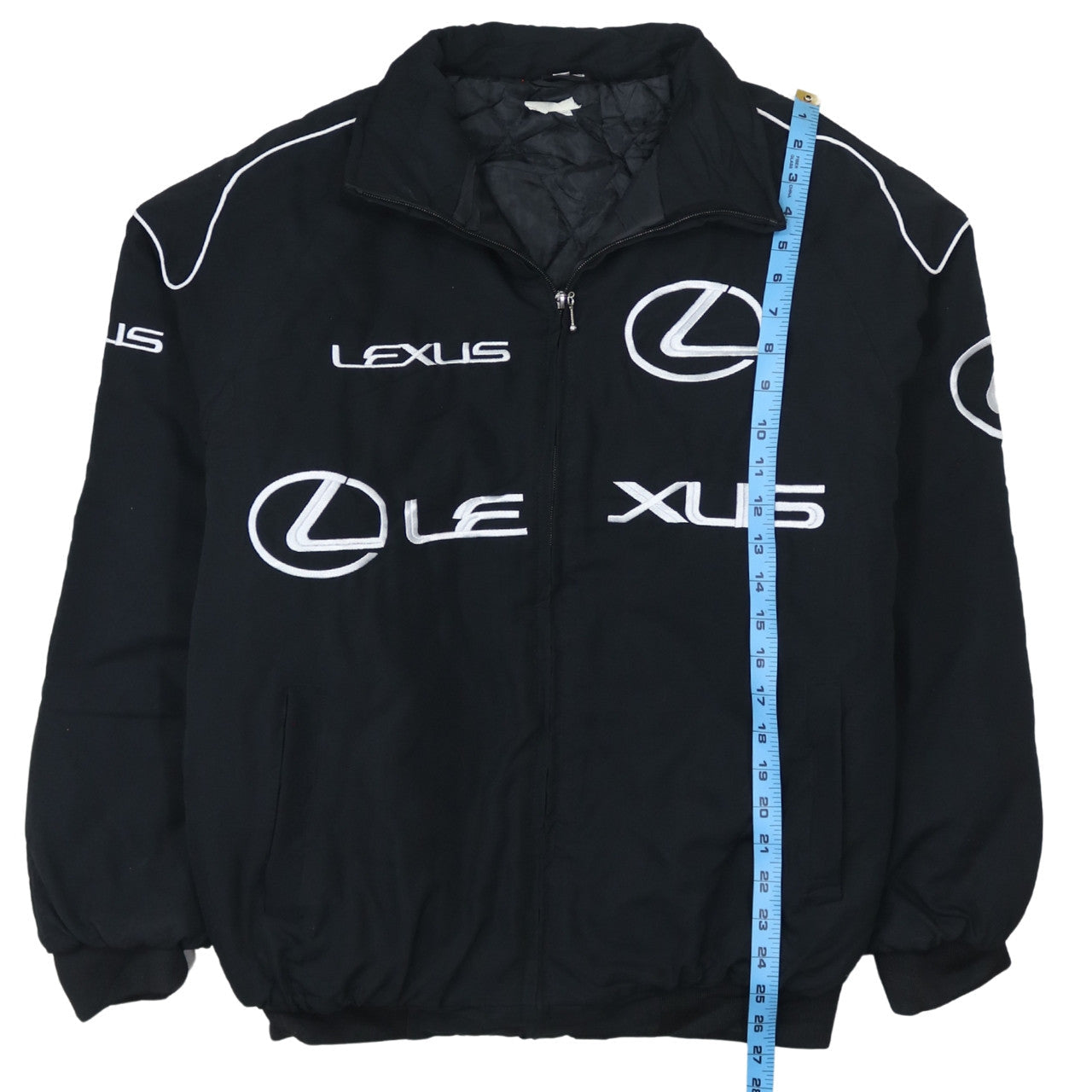 Lexus Black Nascar Jacket Men's Large Embroidered Logos Zip Front Pock
