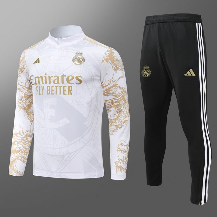 Real Madrid Tracksuit 2025 White/Gold