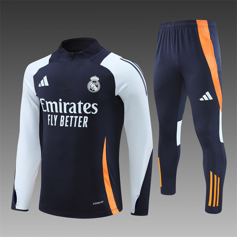 Real Madrid Tracksuit Navy/Grey/Orange