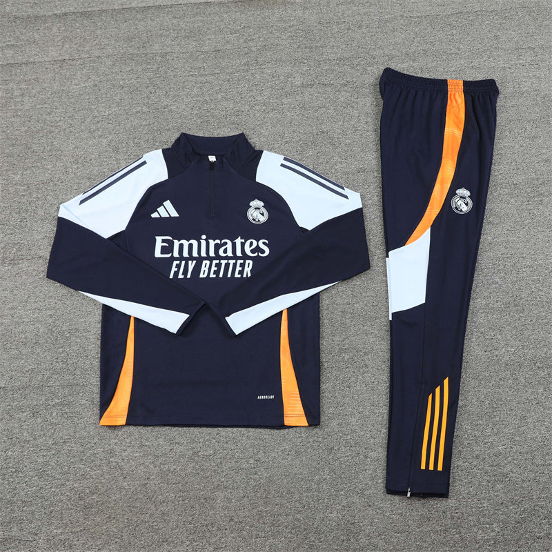 Real Madrid Tracksuit Navy/Grey/Orange