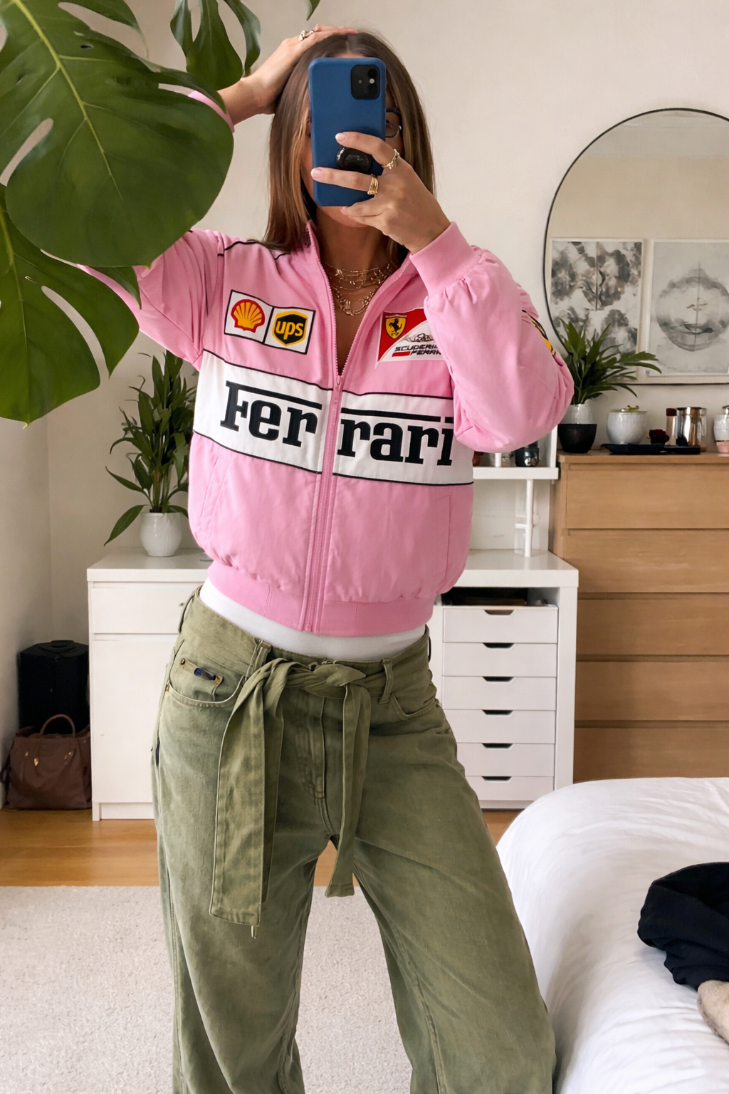 Ferrari F1 Vintage Pink Racing Jacket