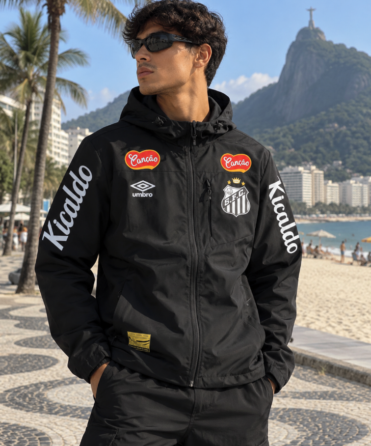 Santos Black Windbreaker Jacket