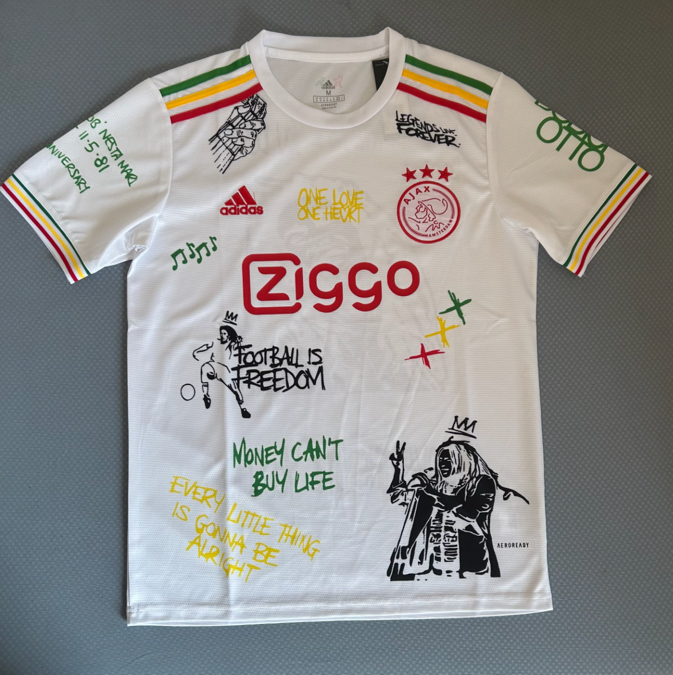 Maillot blanc Ajax Bob Marley