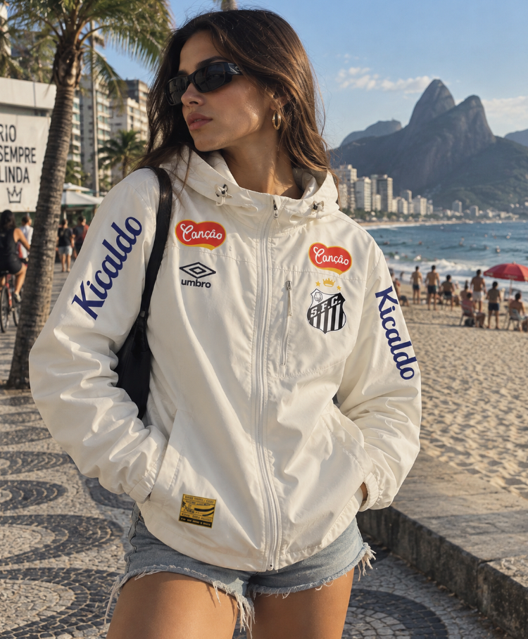 Santos White Windbreaker Jacket