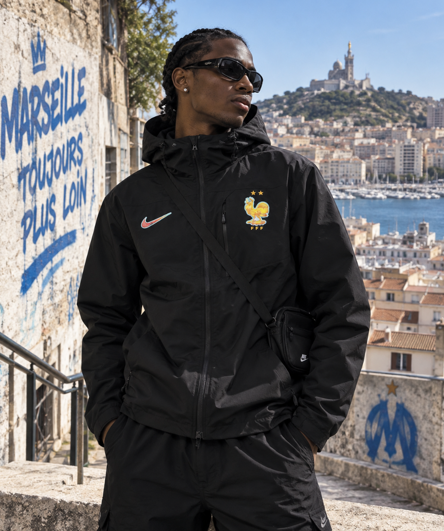 France Black Windbreaker Jacket