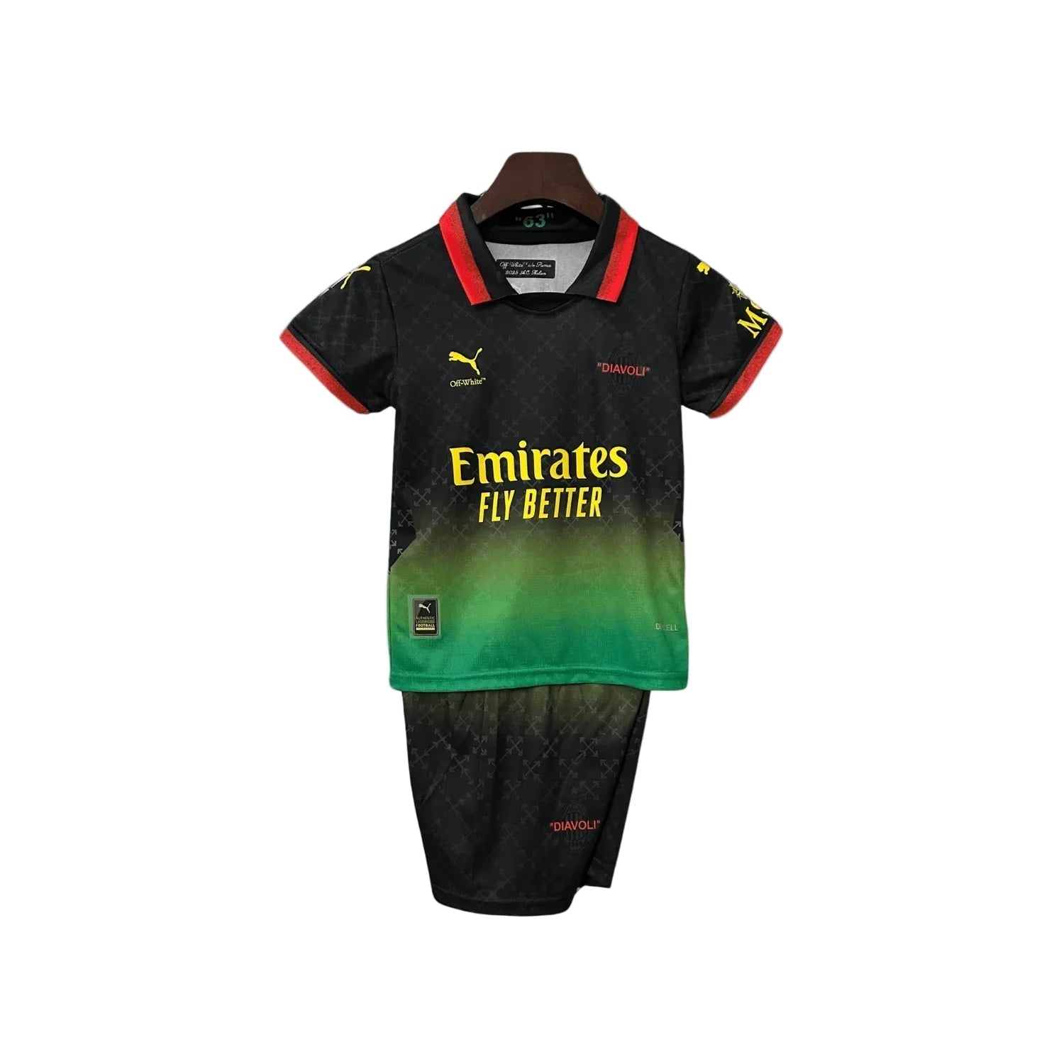 AC Milan x Off-White Schwarzes Kindertrikot 2025/2026