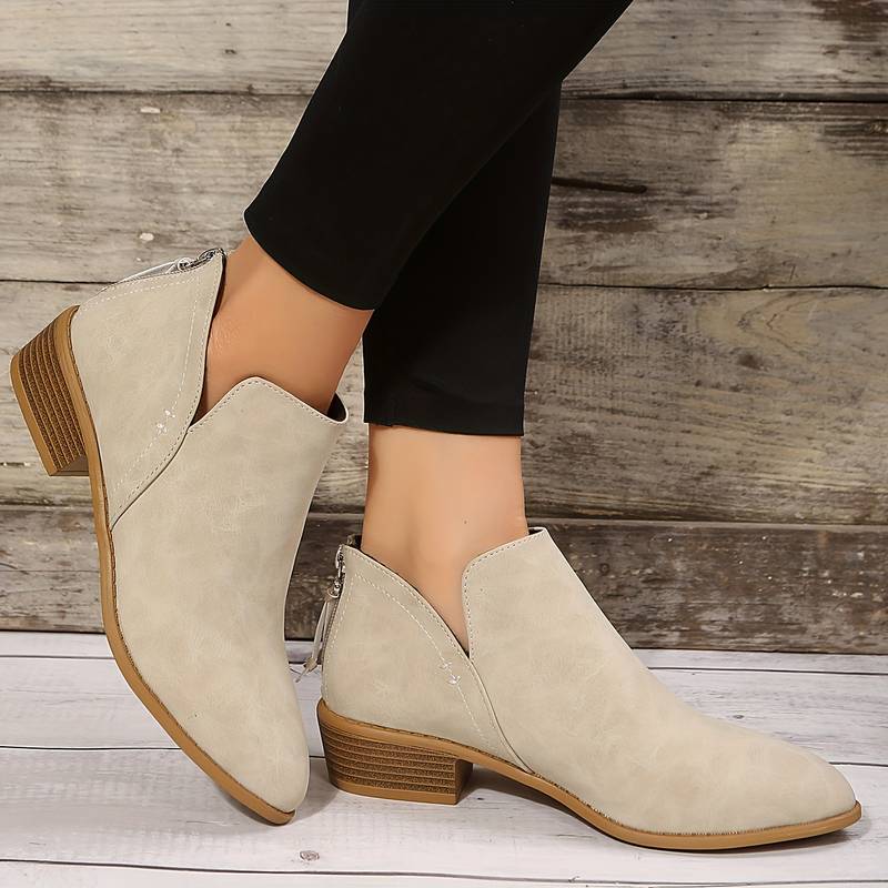 Stivaletti da donna, tacco basso, design slip-on, uso casual quotidiano