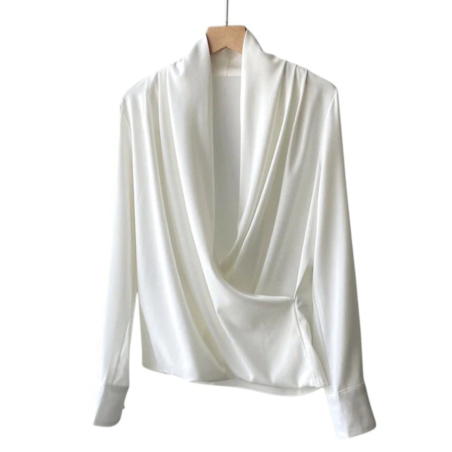 Blouse femme manches longues plissées douces drapées