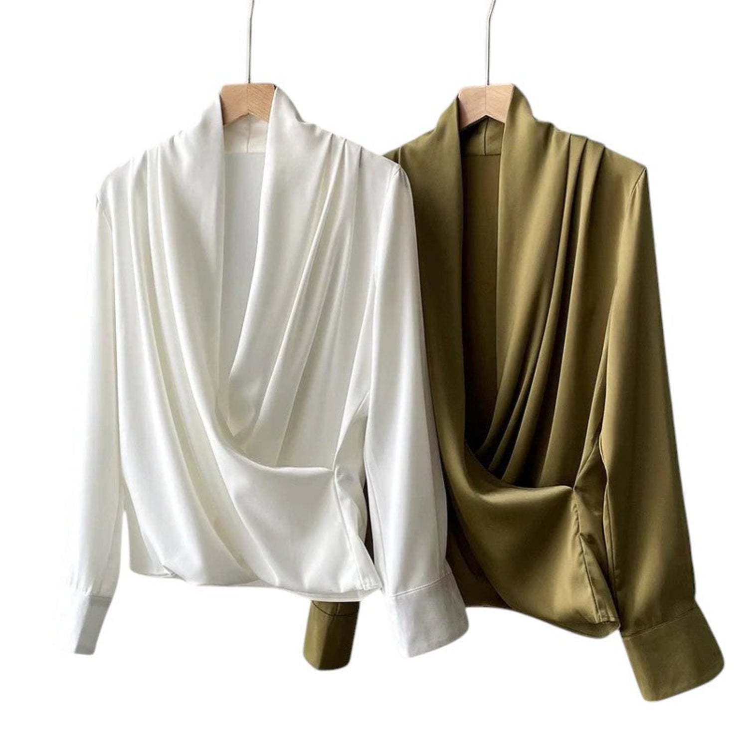 Blouse femme manches longues plissées douces drapées