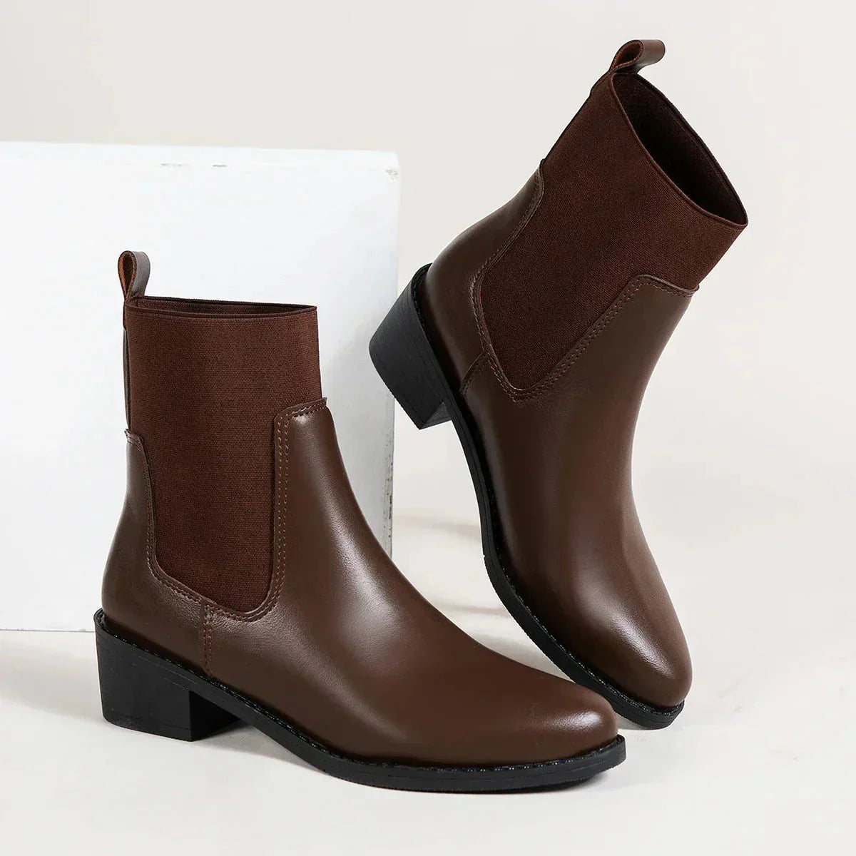 Botas para mujer diseño Chelsea con punta y tacón bloque para invierno