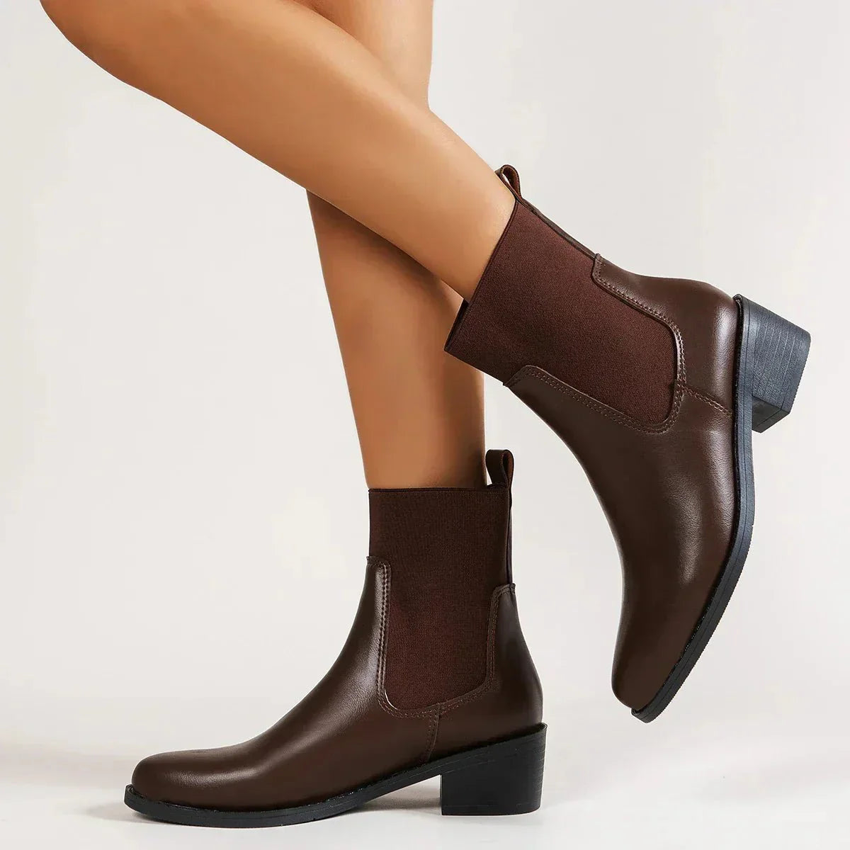 Botas para mujer diseño Chelsea con punta y tacón bloque para invierno