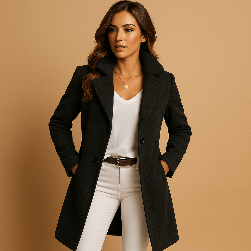 Mantel Damen Lang, elegante Passform mit Knöpfen  