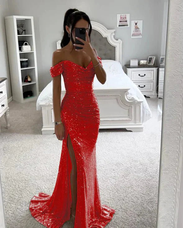 Avond maxi-jurk voor dames met strass-steentjes, elegante jurk