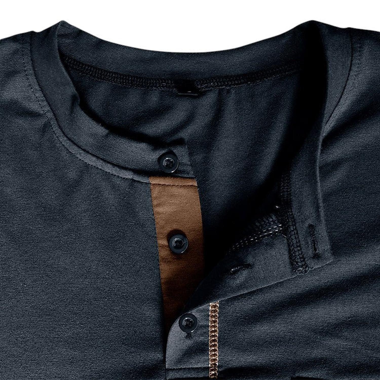 Chemise Henley Homme Manches Longues Patte de Boutonnage Coupe Décontractée