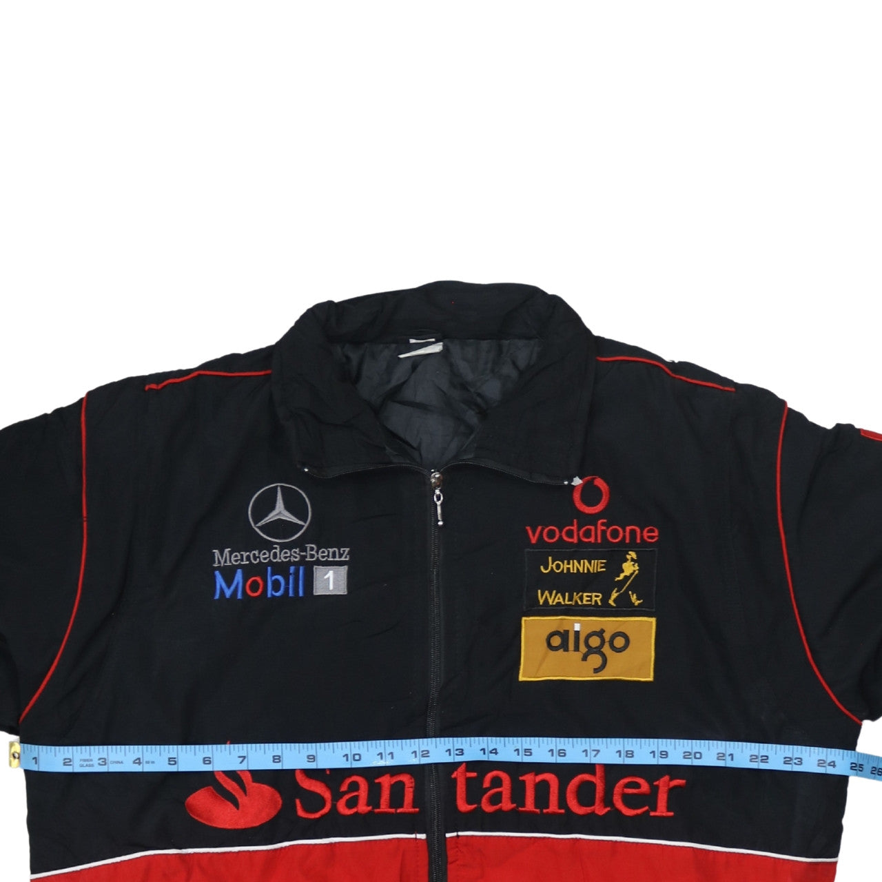 Mercedes-Benz Black Red Nascar Jacket Men's XLarge Embroidered McLaren Logos Racing Bomber Outerwear