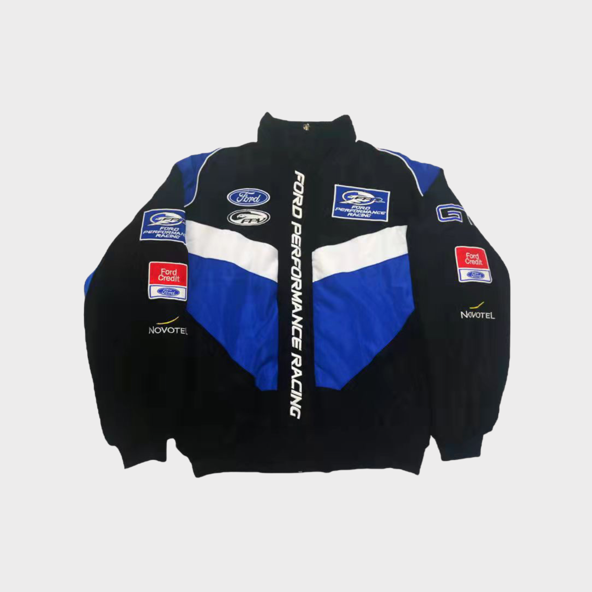 Ford Performance Racing Jacke – Blaue & schwarze Motorsport Team Zip-Up Jacke