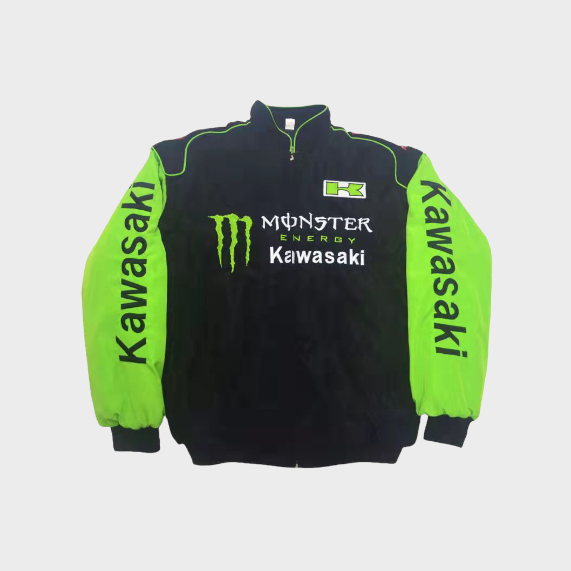 Kawasaki Monster Energy Racing Team Jacke – Schwarze/Grüne Motorsport Oberbekleidung
