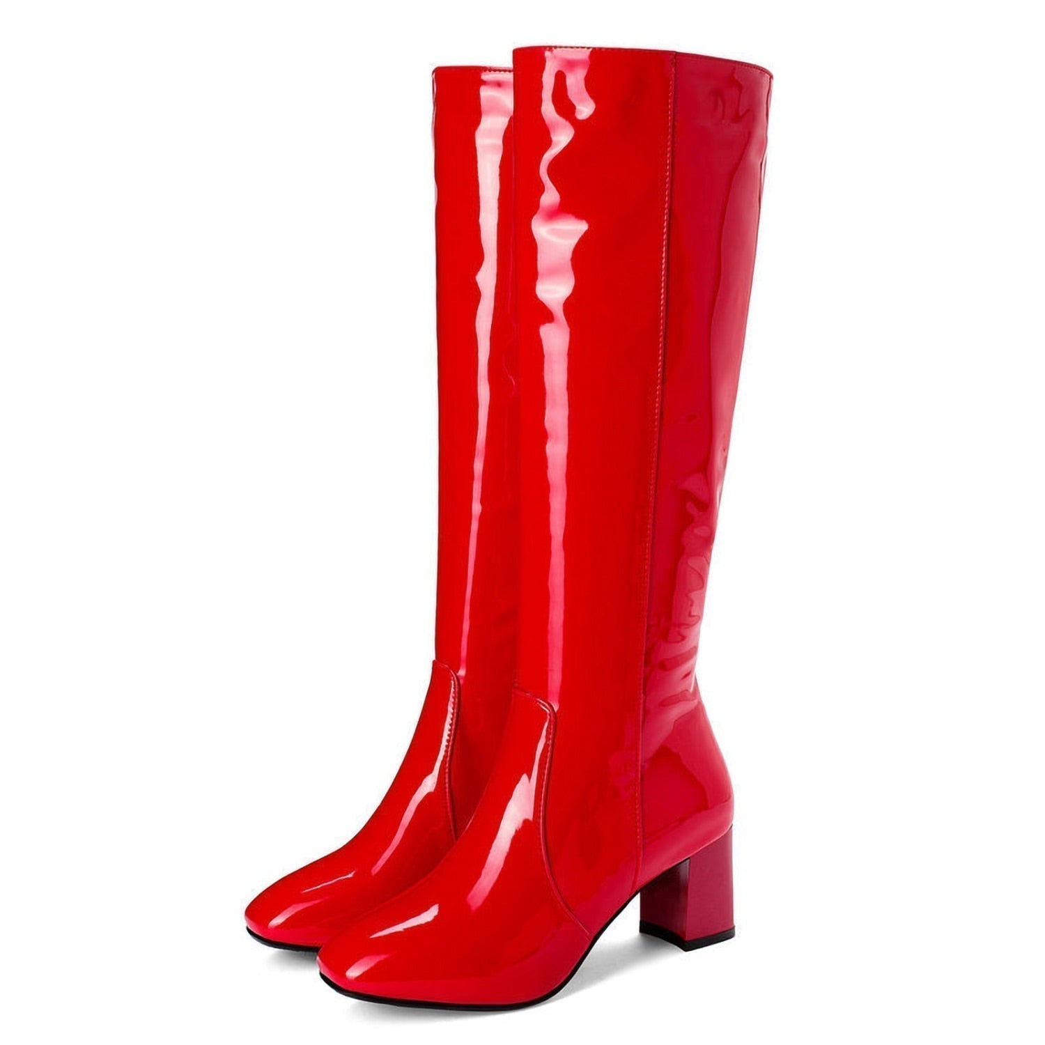 Damen kniehohe Stiefel, knöchelhoher Schaft, geschlossene Zehenpartie