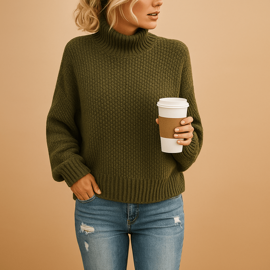 Damen Strickpullover Rollkragen Strickdesign für den Alltag