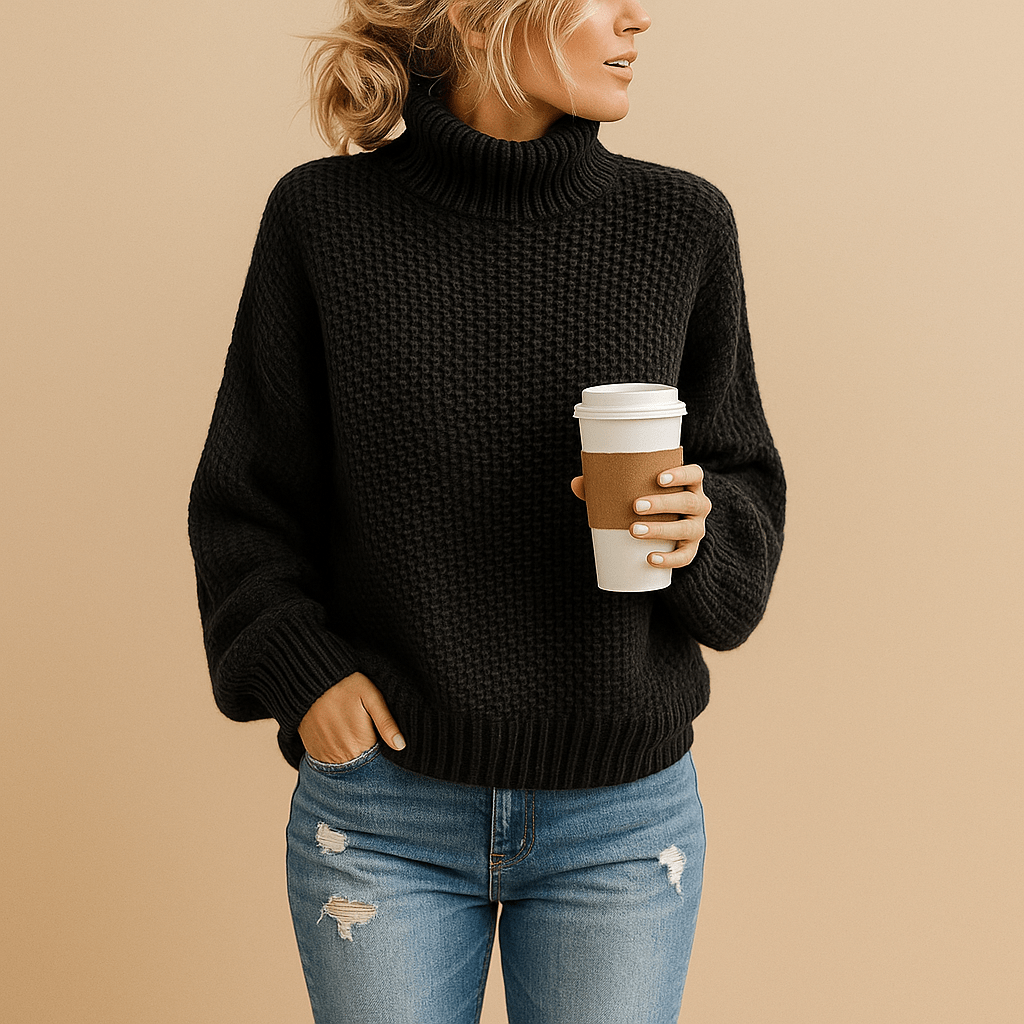 Damen Strickpullover Rollkragen Strickdesign für den Alltag