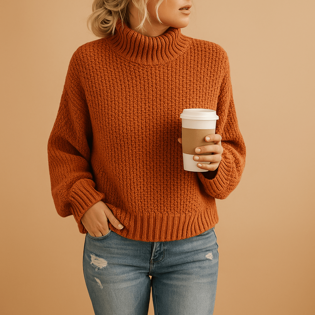 Damen Strickpullover Rollkragen Strickdesign für den Alltag