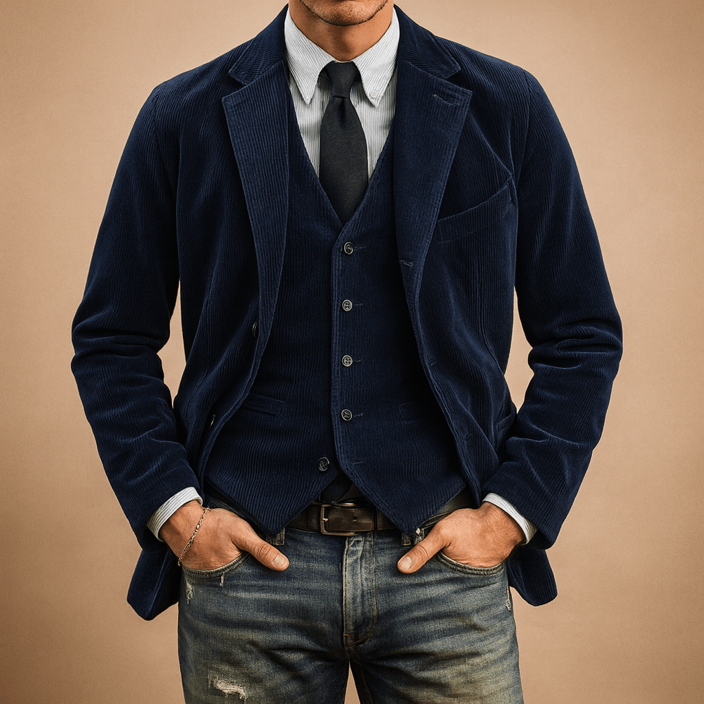 Casaco Masculino | Design em Veludo Cotelê com Bolsos para Todas as Estações