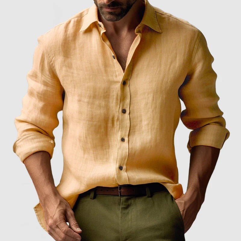 Chemise homme manches longues Coupe décontractée Fermeture boutonnée