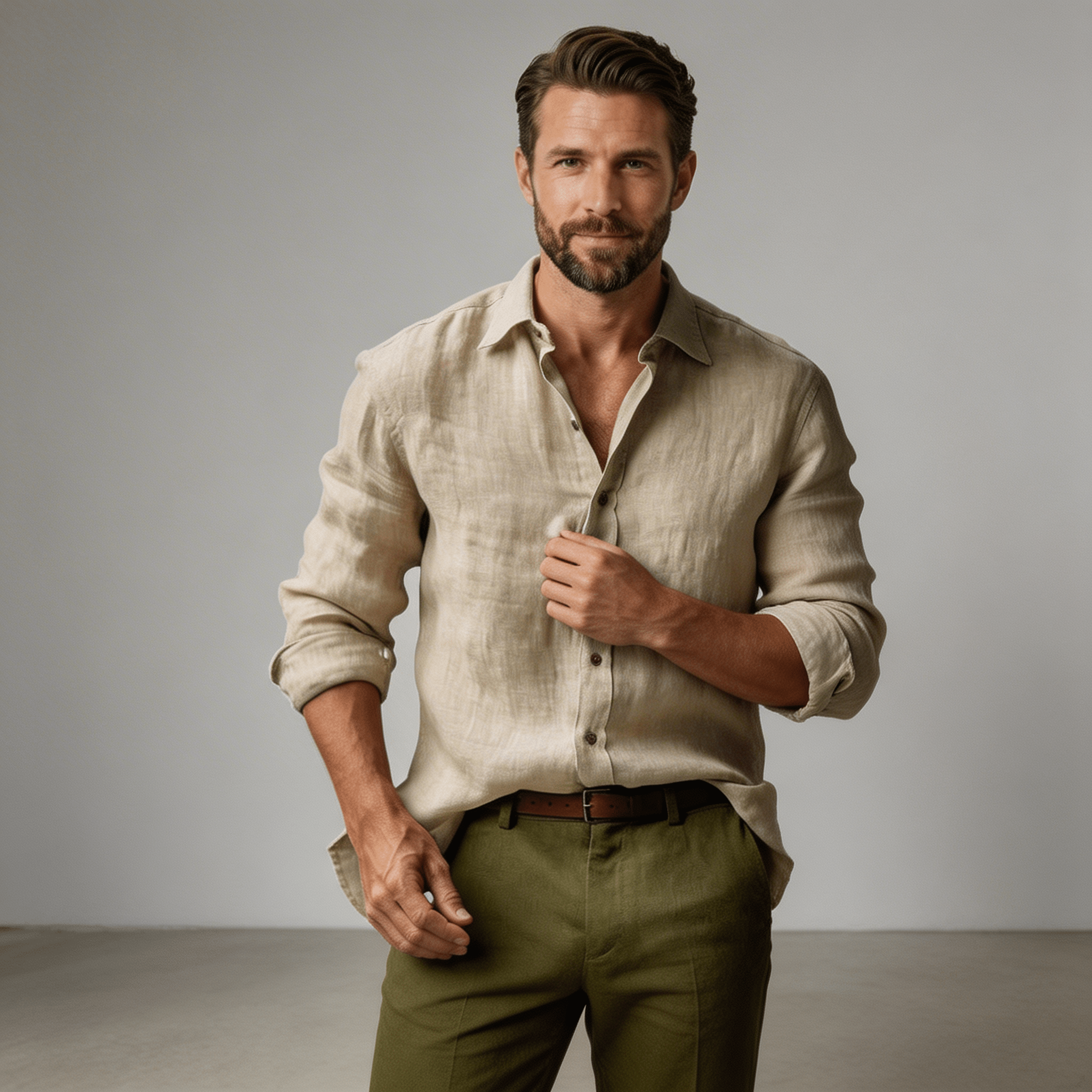 Chemise homme manches longues Coupe décontractée Fermeture boutonnée