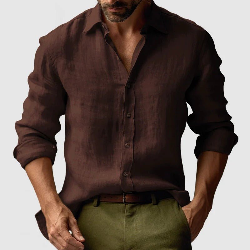 Chemise homme manches longues Coupe décontractée Fermeture boutonnée