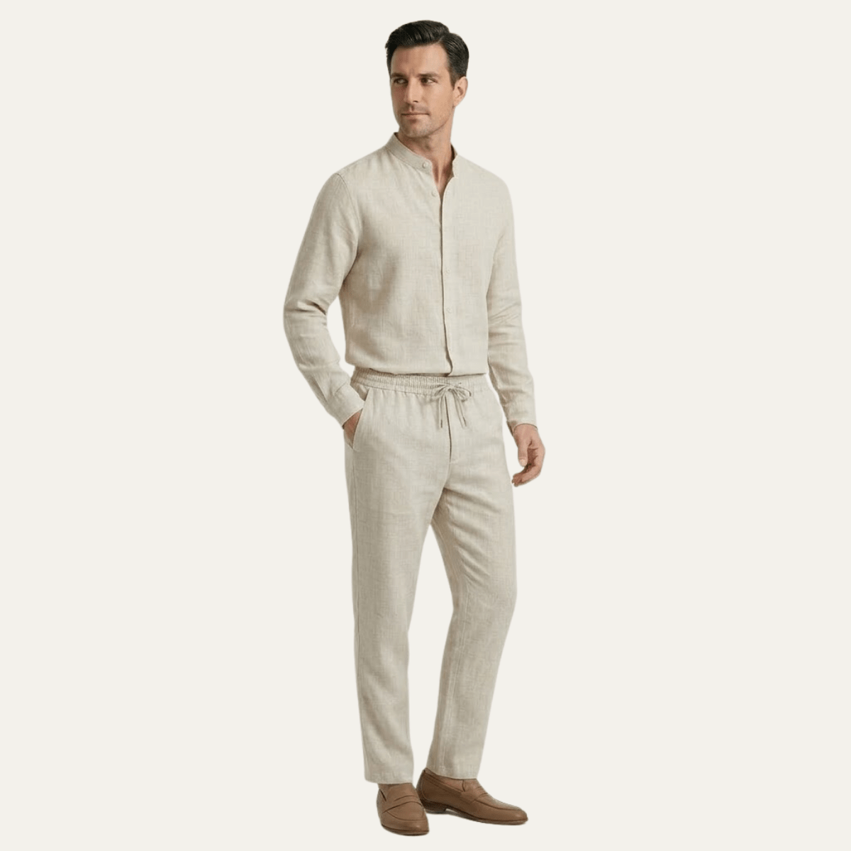 Conjunto de ropa para hombre — Ajuste holgado, mangas largas y cierre con botones