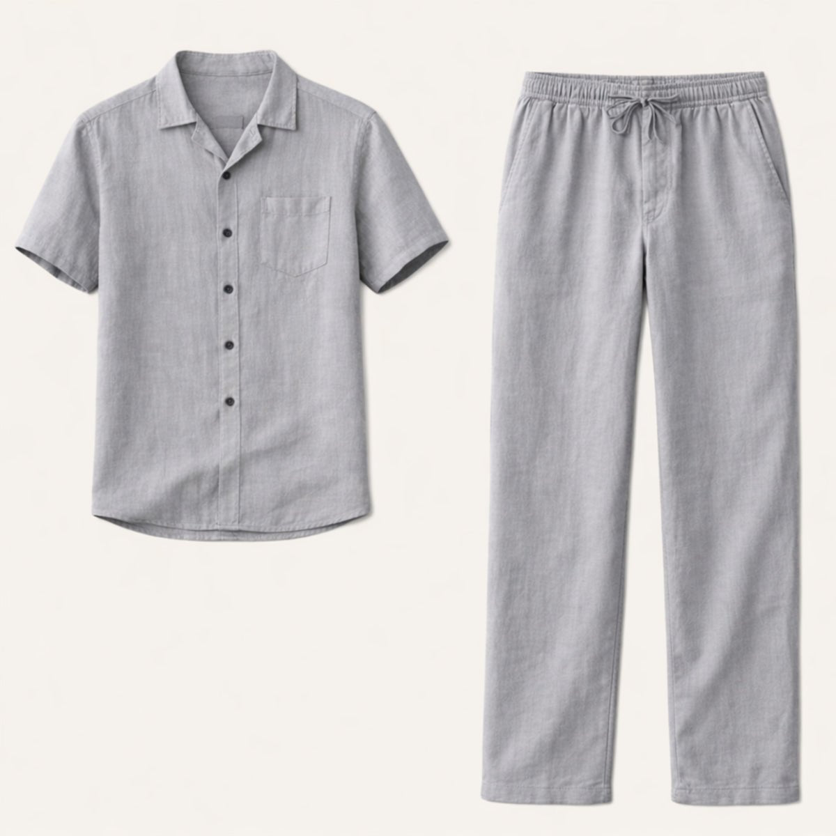 Conjunto de Roupa Masculina — Ajuste Solto com Calças Compridas de Duas Peças
