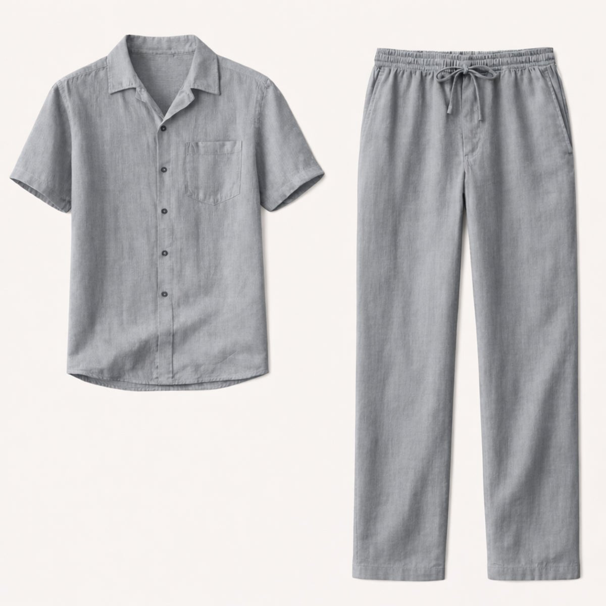 Heren kledingset — Relaxte pasvorm met gestructureerd overhemd en broek  